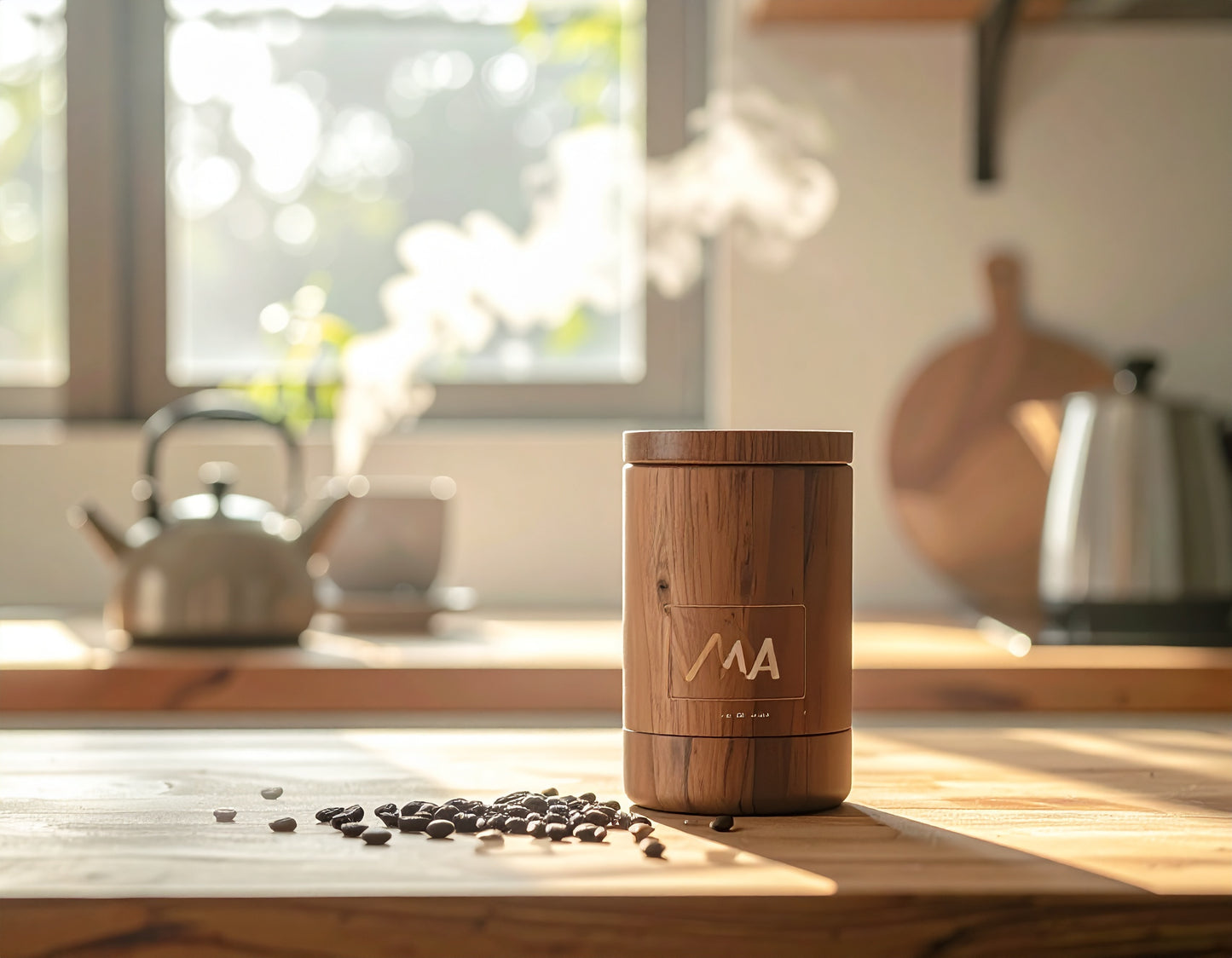 RAZEMA Ma -間- 豆保存容器（天然木とステンレスのミニマルデザイン）
