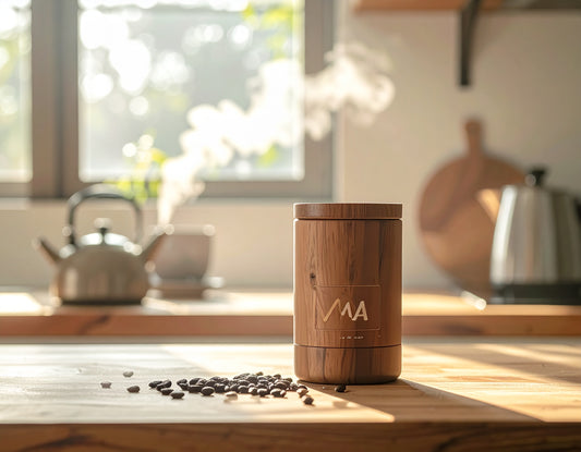 RAZEMA Ma -間- 豆保存容器（天然木とステンレスのミニマルデザイン）
